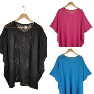 Slinky Brand Lot of 3 Mesh Swimsuit Cover Ups Black Pink Blue Women's Size XL